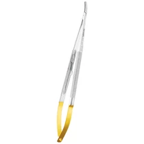 ASA Tűfogó micro 18cm MICRO BARRAQUER TC hajlított, aranyozott "