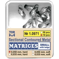 Szekcionált fém matrica, kicsi, ging.füllel, 35mic., kemény, 10db - TOR