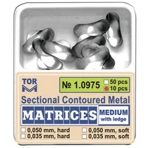 Szekcionált fém matrica, közepes, ging.füllel, 35mic., kemény, 10db - TOR