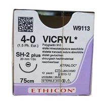 ETHICON Coated Vicryl 4/0 SH2 plus , 1/2C , 20mm, 75cm fonal - lila(12 db)