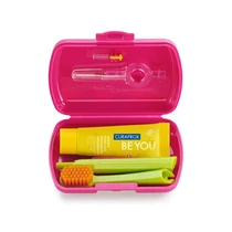 Curaprox Travel Set Utazó szett MAGENTA (fogkefe, mini fogkrém, fogköztisztító kefe)