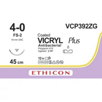 ETHICON Coated Vicryl Plus, 4/0, FS-2, 3/8C, 19mm, 45cm fonal - lila (12db)