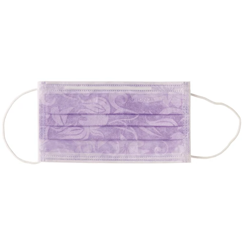 Euronda "Zorro" PROTECTION 3 FLORAL szájmaszk, virágos lila 50db (3 rétegű)