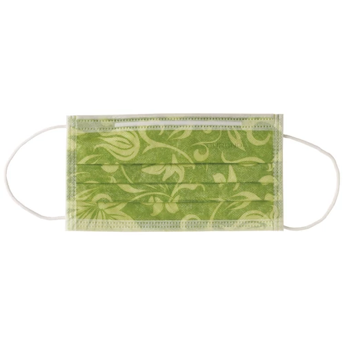 Euronda "Zorro" PROTECTION 3 FLORAL szájmaszk, virágos lime 50db (3 rétegű)