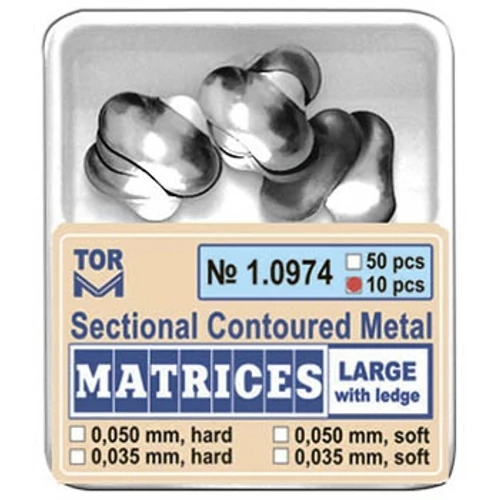 Szekcionált fém matrica, nagy, ging.füllel, 50mic., kemény, 10db - TOR