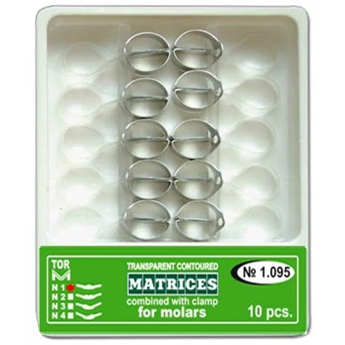 Domborított, átlátszó matrica szorítógyűrűvel, moláris (10db) - TOR