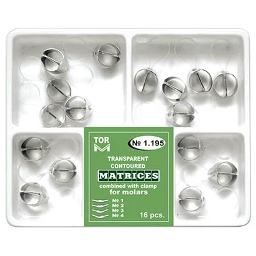 Domborított, átlátszó matrica szorítógyűrűvel, moláris (16db) - TOR