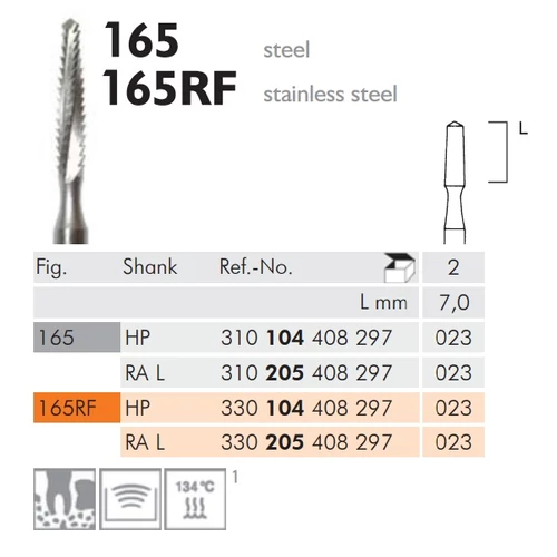 Sebészeti acél fúró 165RF205023