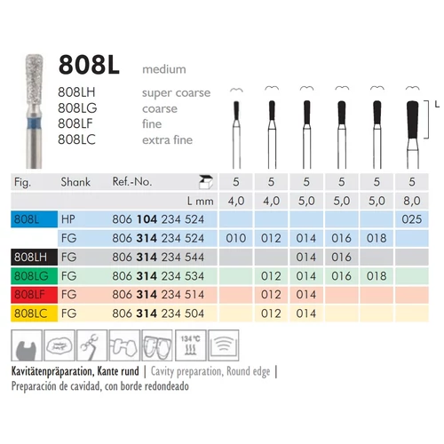 Gyémánt fúró turbinába 808LG314018, 5db
