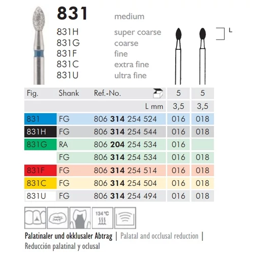 Gyémánt fúró turbinába 831C314016