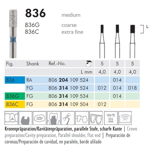 Gyémánt fúró turbinába 836G314014