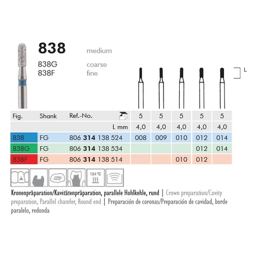 Gyémánt fúró turbinába 838314008