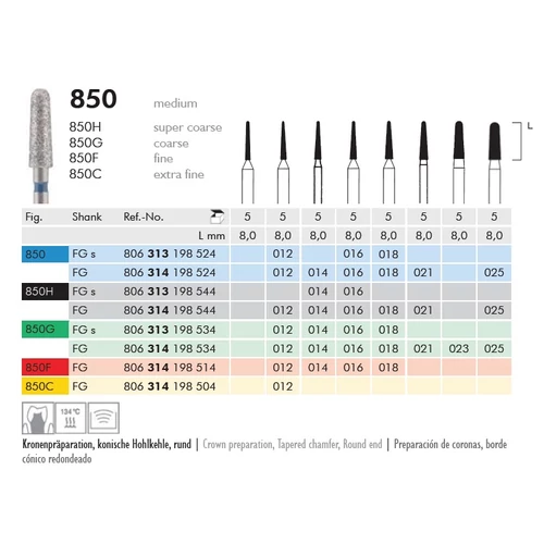 Gyémánt fúró turbinába 850G314025