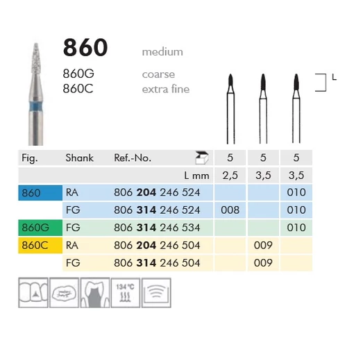 Gyémánt fúró turbinába 860C314009