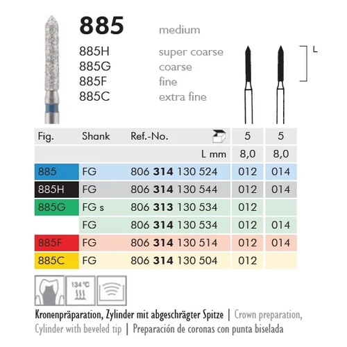 Gyémánt fúró turbinába 885F314012