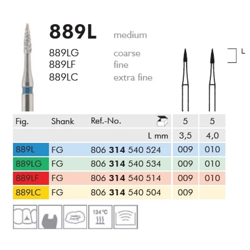 Gyémánt fúró turbinába 889LF314009