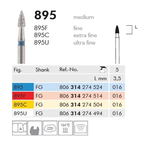 Gyémánt fúró turbinába 895C314016