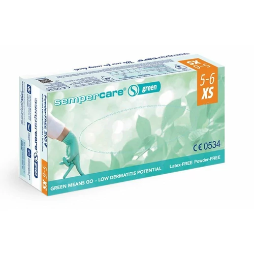 SEMPERMED Sempercare Green púdermentes nitril kesztyű M (200db) vizsgálókesztyű