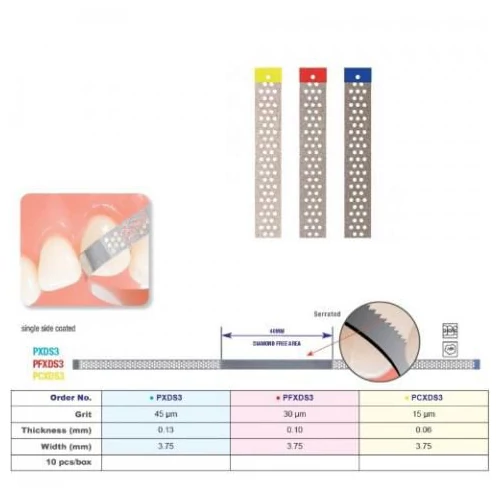 Gyémántszemcsés polírozó csík fogazott (10db) sárga 3.75 mm 0,08 mm