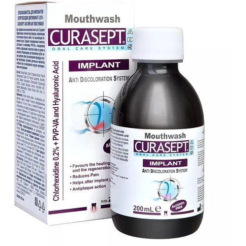 Curasept ADS Implant klórhexidin tartalmú szájöblögető ( 0,20 % CHX+HA+PVP-VA, 200 ml)