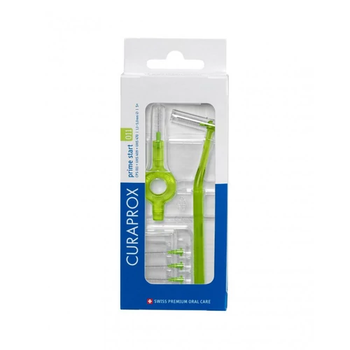 Curaprox CPS 011 prime Start fogköztisztító kefe, világoszöld (5 db CPS 011 + UHS 409 + UHS 470 nyél