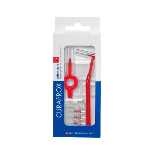 Curaprox CPS 07 prime Start fogköztisztító kefe, piros (5 db CPS 07 + UHS 409 + UHS 470 nyél)
