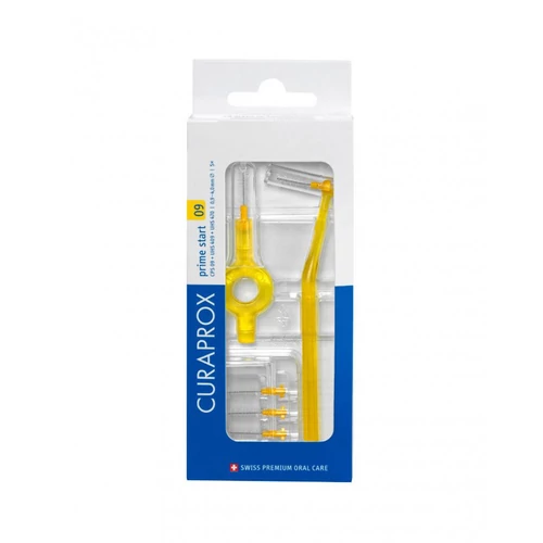 Curaprox CPS 09 prime Start fogköztisztító kefe, sárga (5 db CPS 09 + UHS 409 + UHS 470 nyél)
