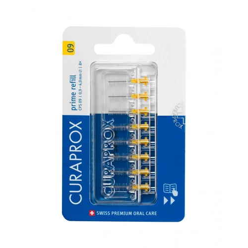 Curaprox CPS 09 prime fogköztisztító kefe, sárga, utántöltő (8 db)