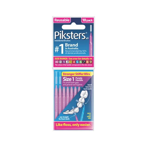 Piksters fogköztisztító kefe lila 1, 10 db