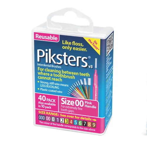 Piksters fogköztisztító kefe rózsaszín 00, 40 db