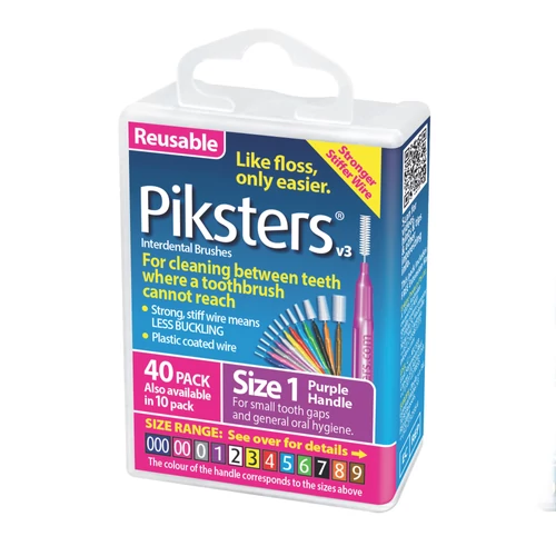 Piksters fogköztisztító kefe lila 1, 40 db