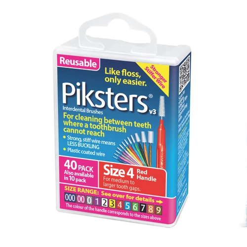 Piksters fogköztisztító kefe piros 4, 40 db
