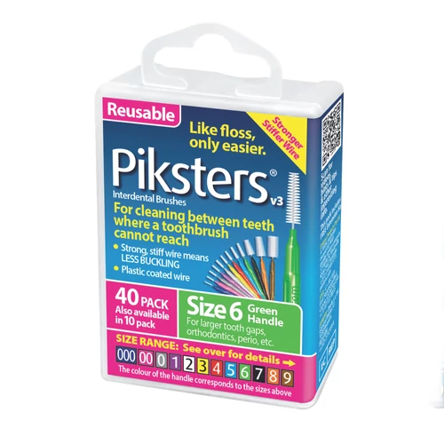 Piksters fogköztisztító kefe zöld 6, 40 db