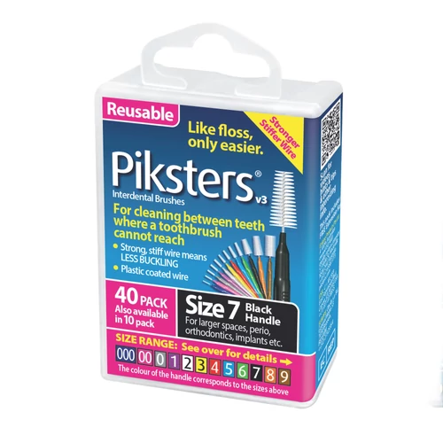 Piksters fogköztisztító kefe fekete 7, 40 db