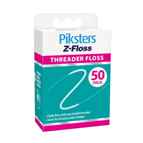 Piksters Z Floss – Speciális fogselyem hidakhoz és fogszabályozókhoz, 50 db