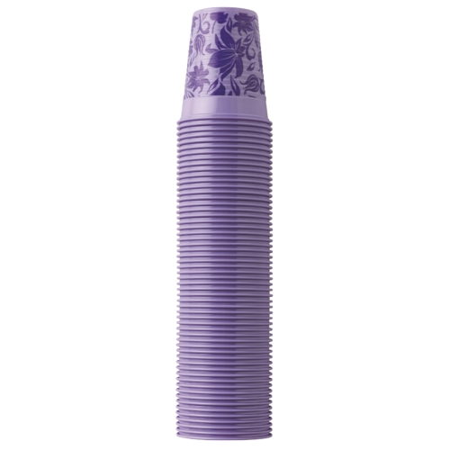 Műanyag Pohár 2dl, lila virágos, 100db - EURONDA