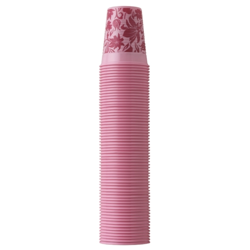 Műanyag Pohár 2dl, rózsaszín virágos, 100db - EURONDA