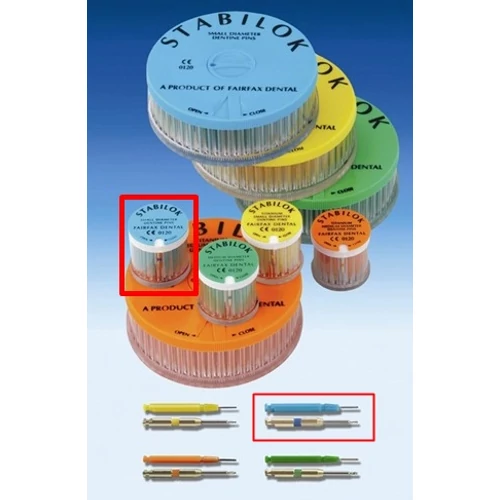 Stabilok parapulpális csap kék 20db acél 0,6mm