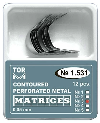 Félkörös, domborított fémmatrica közepes gingivális fülel 0,05mm (12 db) - TOR