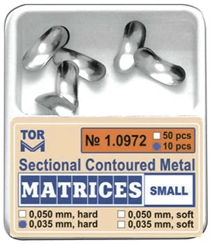 Szekcionált fém matrica, kicsi, 50mic., kemény, 10db - TOR