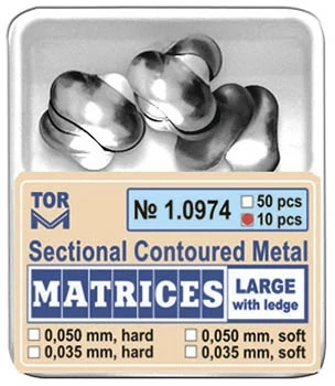 Szekcionált fém matrica, nagy, ging.füllel, 35mic., kemény, 10db - TOR