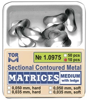 Szekcionált fém matrica, közepes, ging.füllel, 50mic., kemény, 10db - TOR