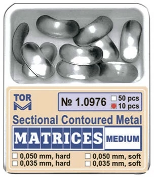 Szekcionált fém matrica, közepes, 50mic., kemény, 10db - TOR