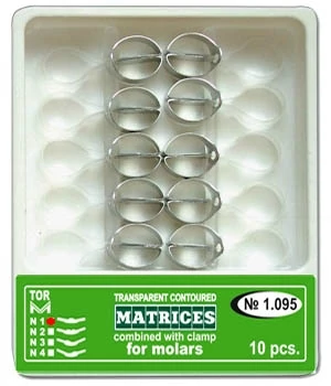Domborított, átlátszó matrica szorítógyűrűvel, moláris (10db) - TOR