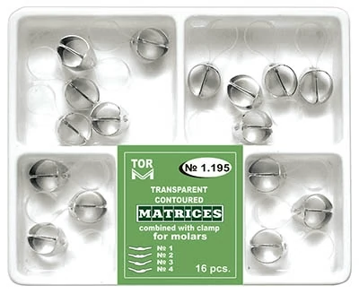 Domborított, átlátszó matrica szorítógyűrűvel, moláris (16db) - TOR