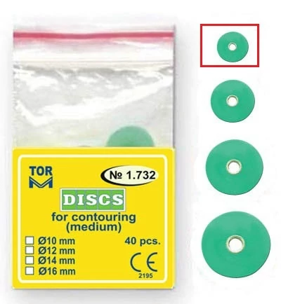 Polírkorongok konturáláshoz, zöld, 10mm (40db) - TOR