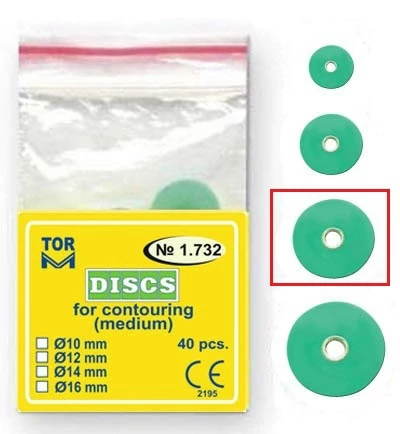Polírkorongok konturáláshoz, zöld, 14mm (40db) - TOR