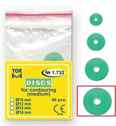 Polírkorongok konturáláshoz, zöld, 16mm (40db) - TOR