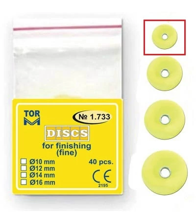 Polírkorongok finírozáshoz, sárga, 10mm (40db) - TOR