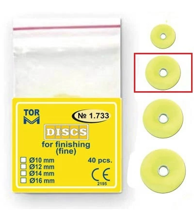 Polírkorongok finírozáshoz, sárga, 12mm (40db) - TOR